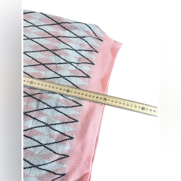 SHEIN Qutie Contrasting Colors Argyle Print Round Neck Tight Pink Tank Top - Picture 7 of 10